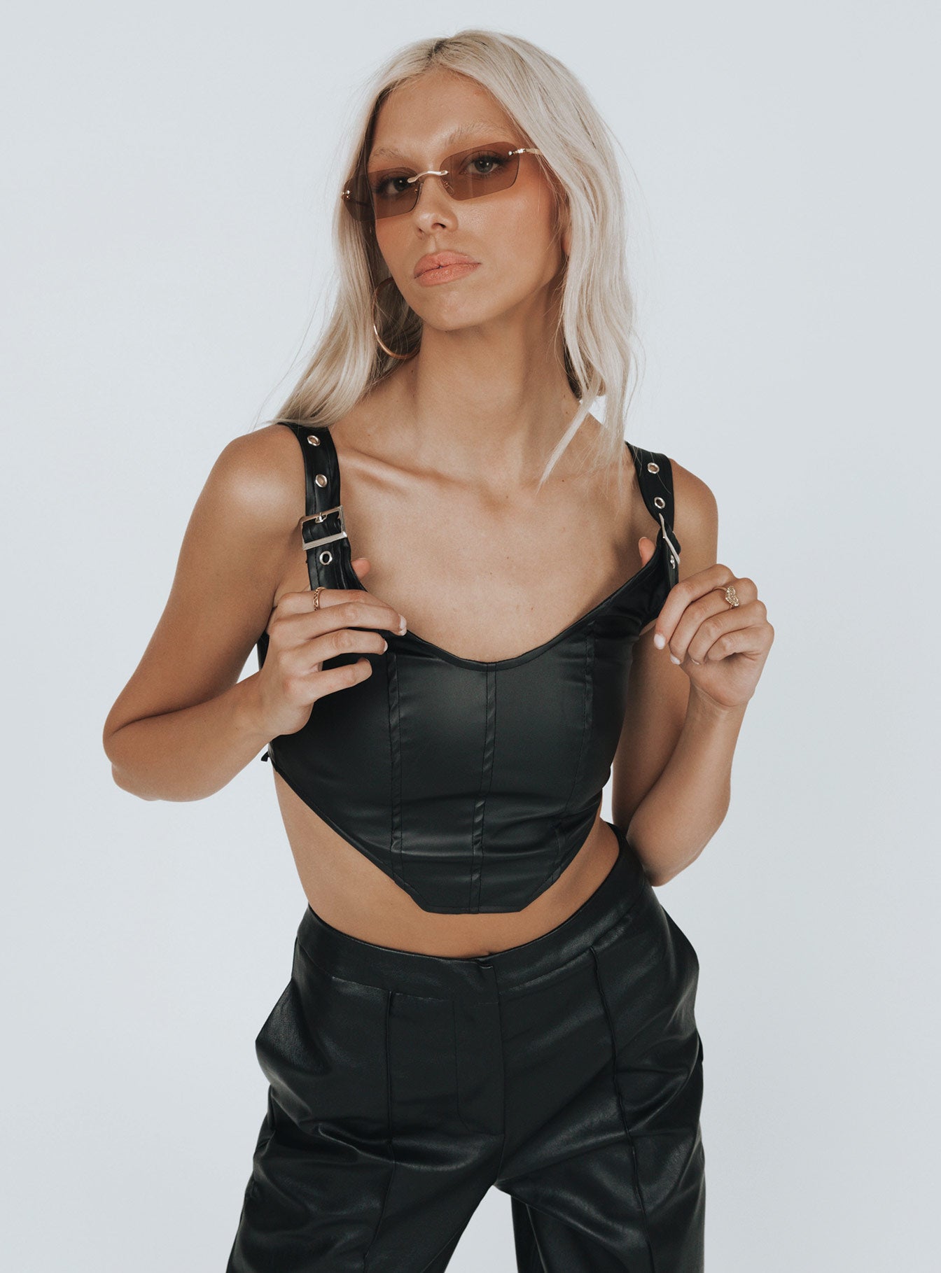 Travis PU Corset Black
