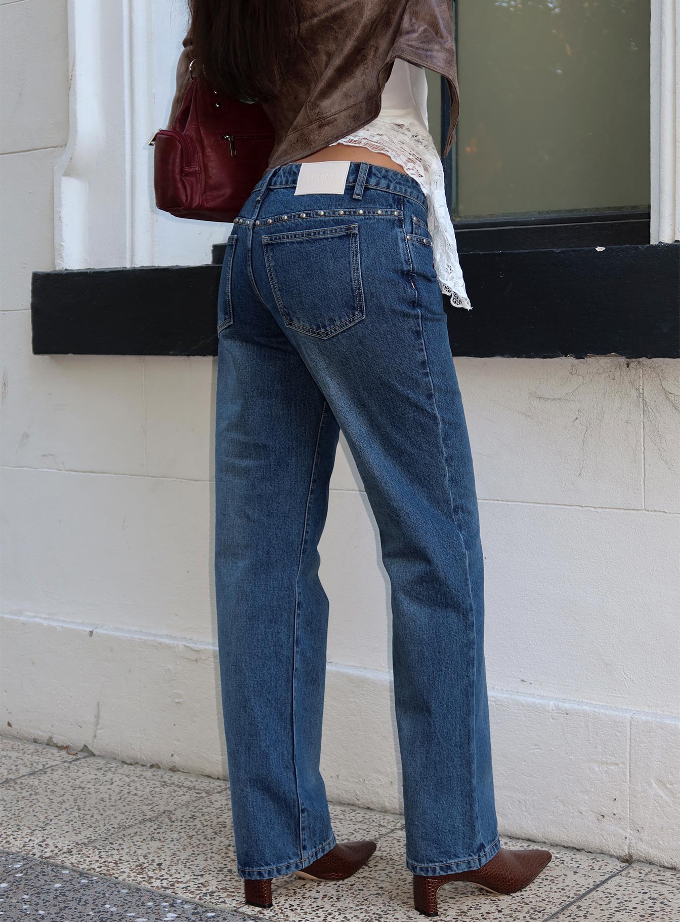 So Dazzling Studded Low Rise Jeans Dark Wash