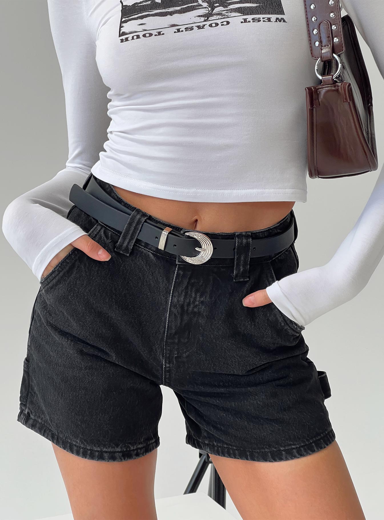 Lou Carpenter Denim Shorts Washed Black