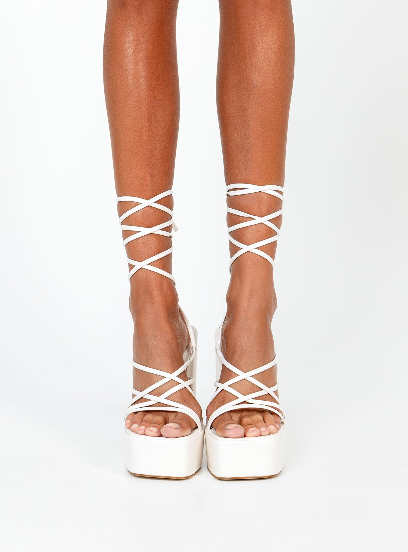 Amato Platform Heels White