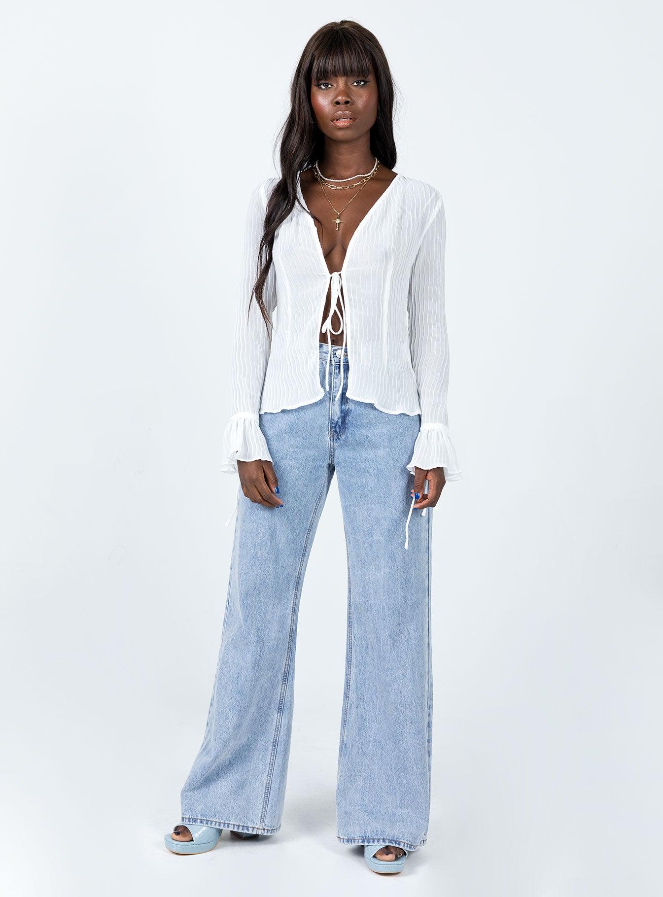 Brody Long Sleeve Top White