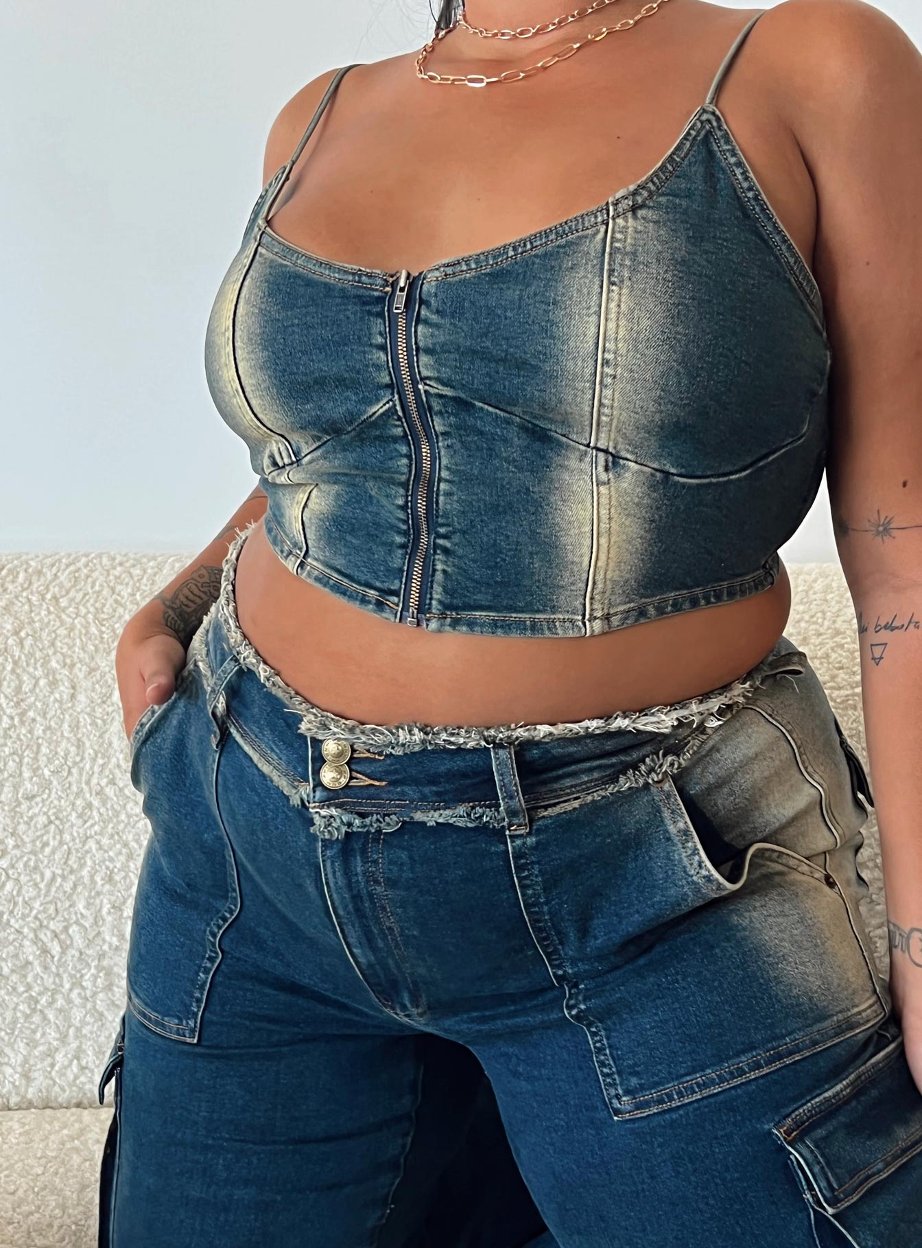 Pre Show Denim Corset Mid Blue Curve