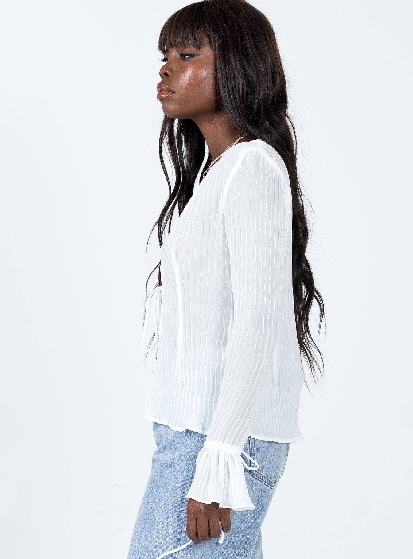 Brody Long Sleeve Top White