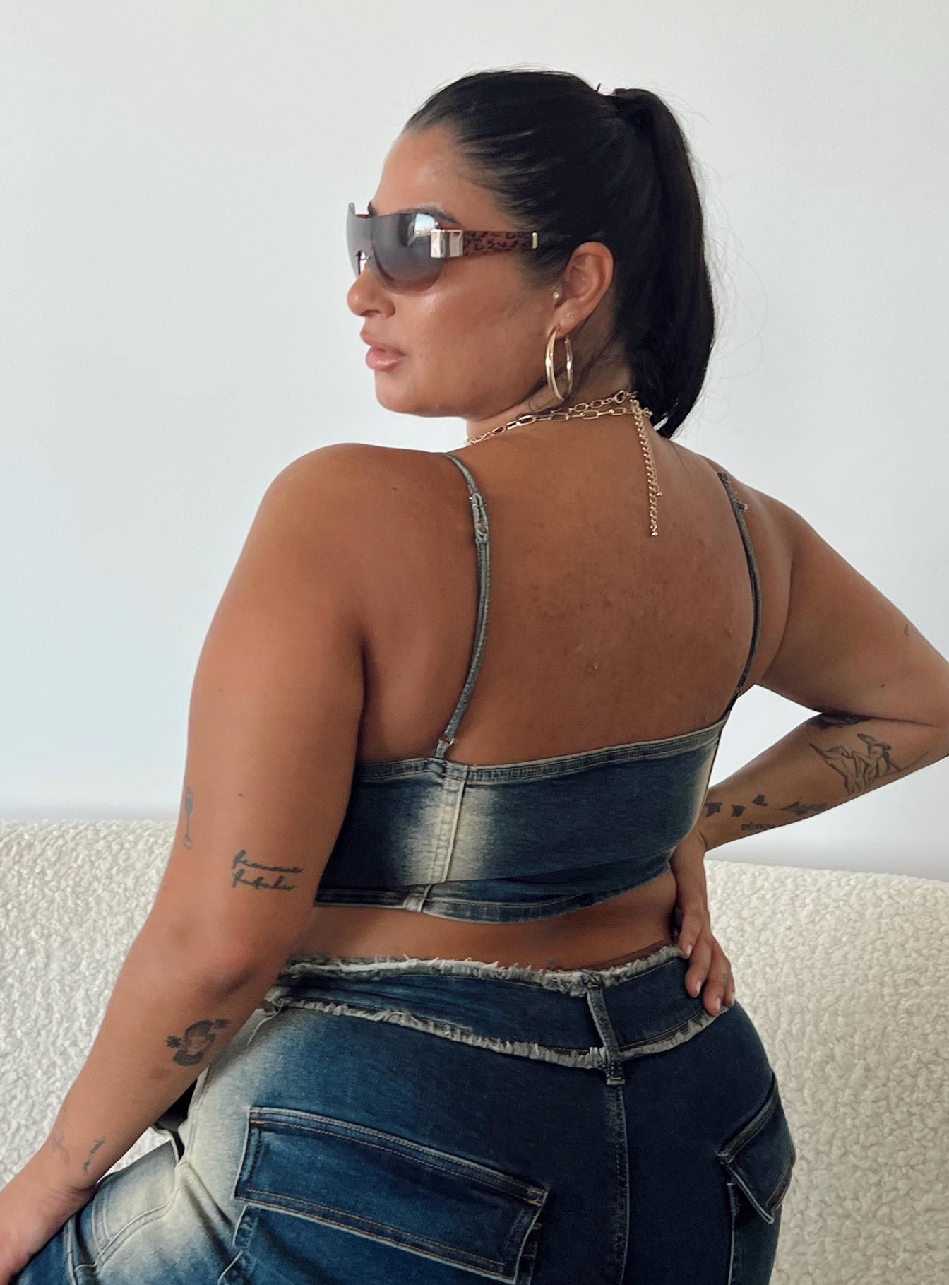Pre Show Denim Corset Mid Blue Curve