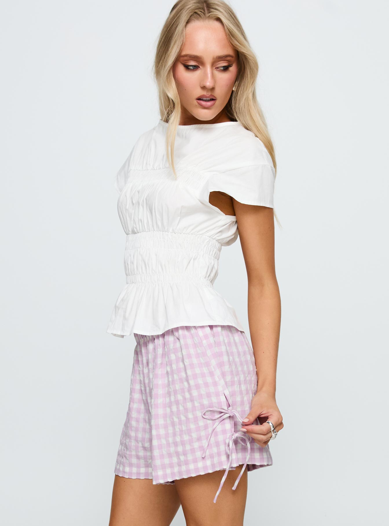 Bubbia Tie Up Shorts Purple / White