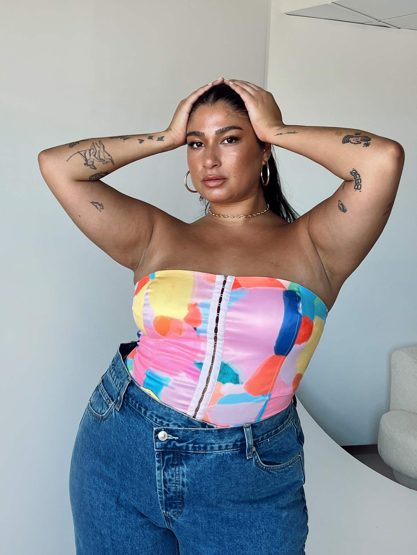 Love All Strapless Top Multi Curve