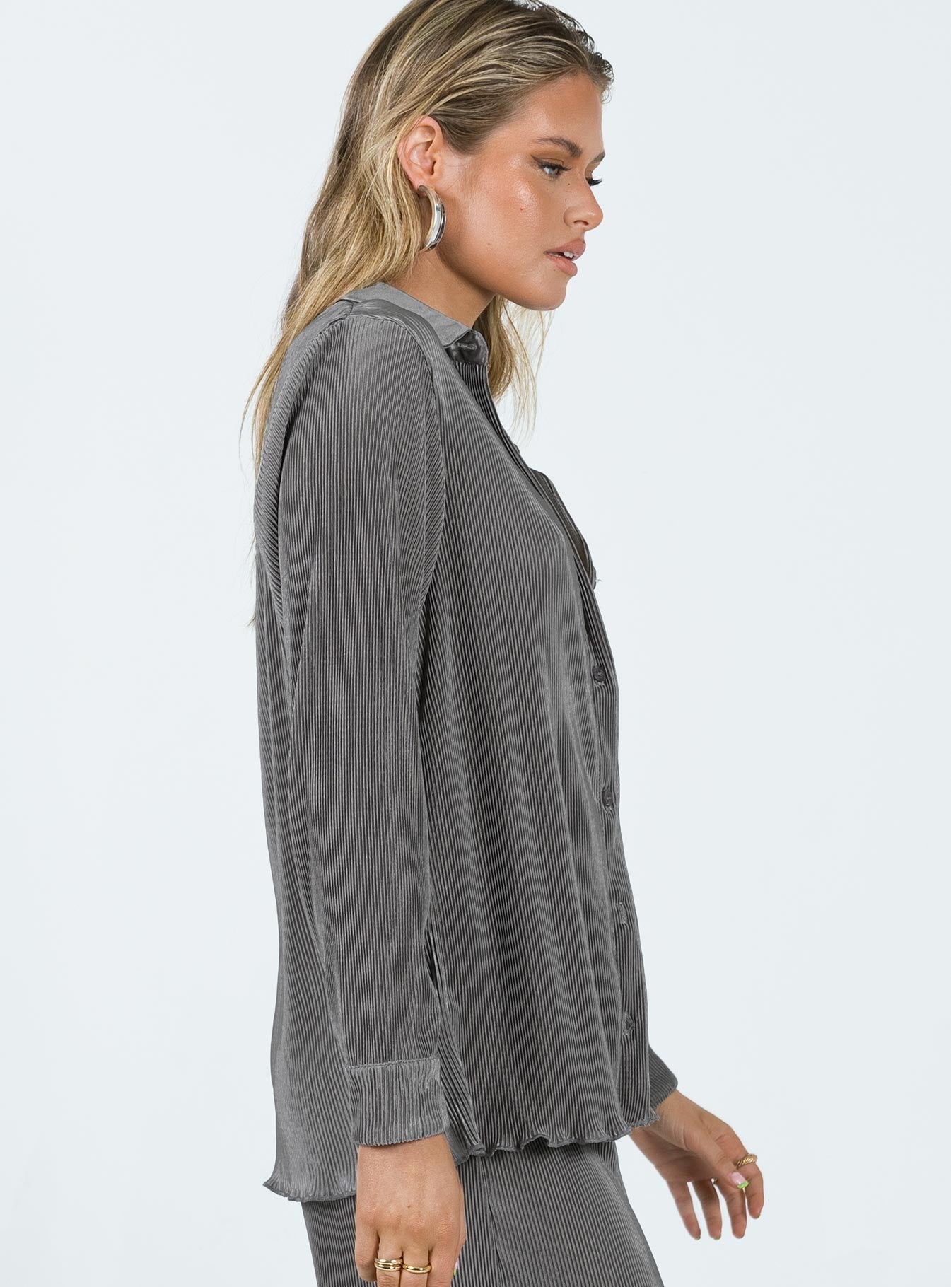 Cartmore Plisse Top Charcoal