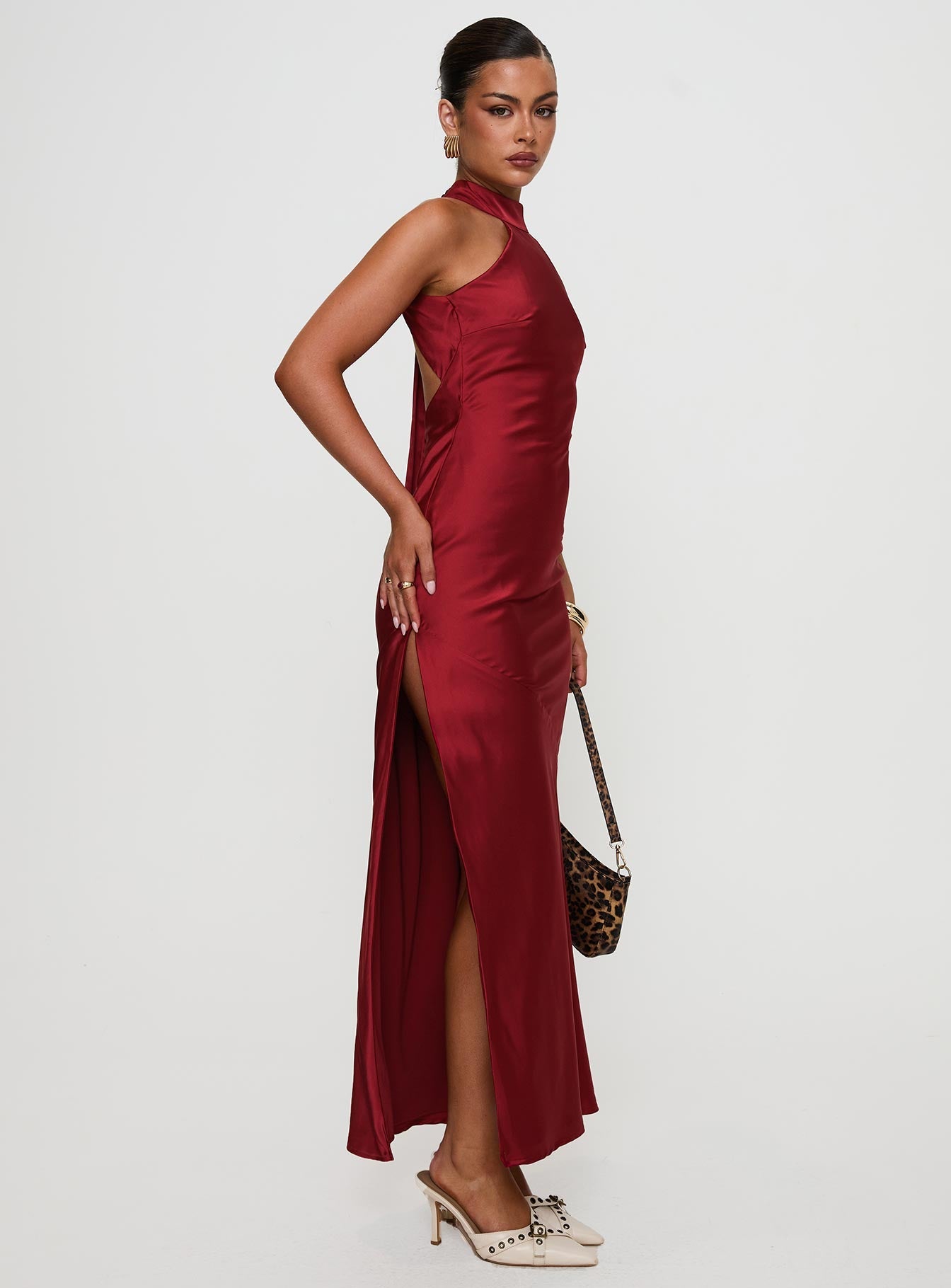 Mordecai Halter Maxi Dress Burgundy