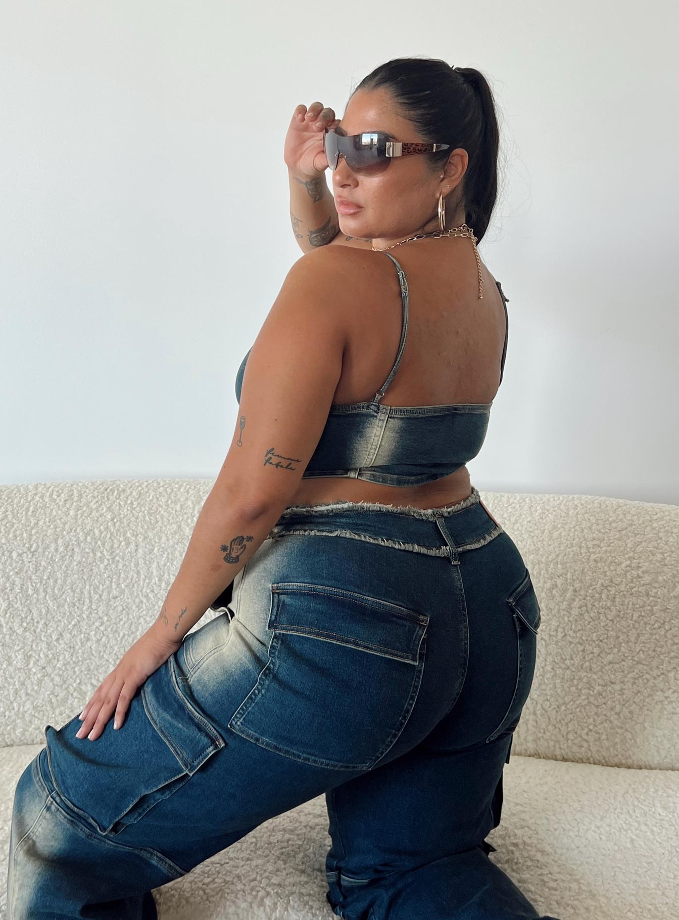 Pre Show Denim Corset Mid Blue Curve
