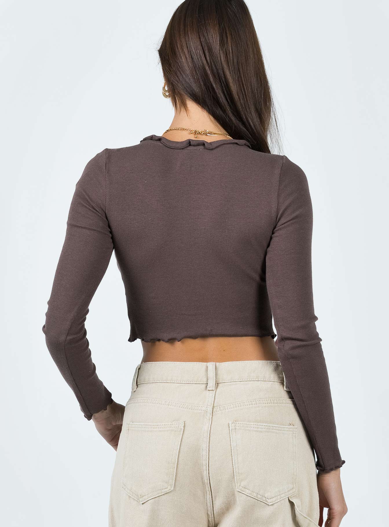 Tyson Long Sleeve Top Brown