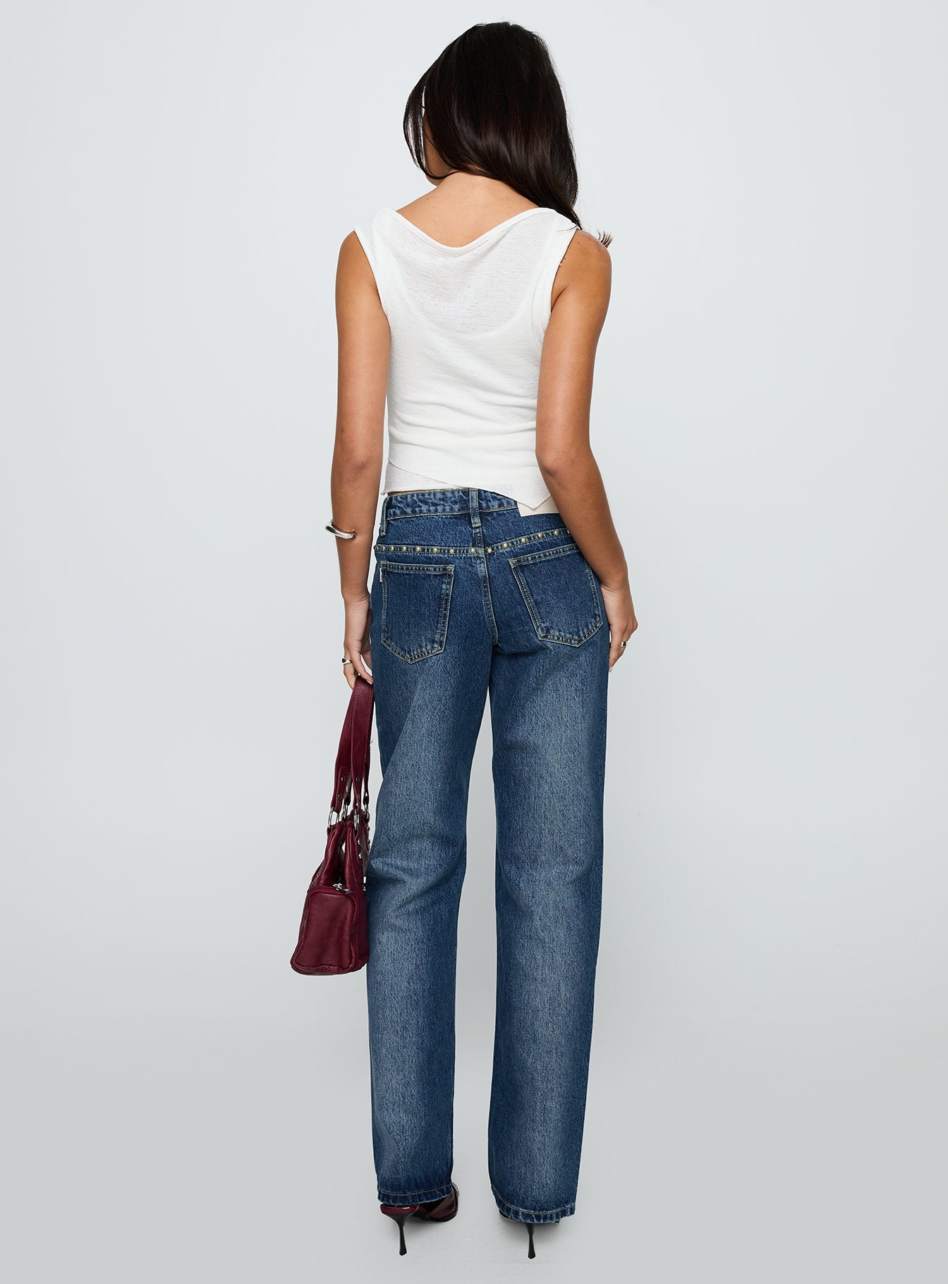 So Dazzling Studded Low Rise Jeans Dark Wash
