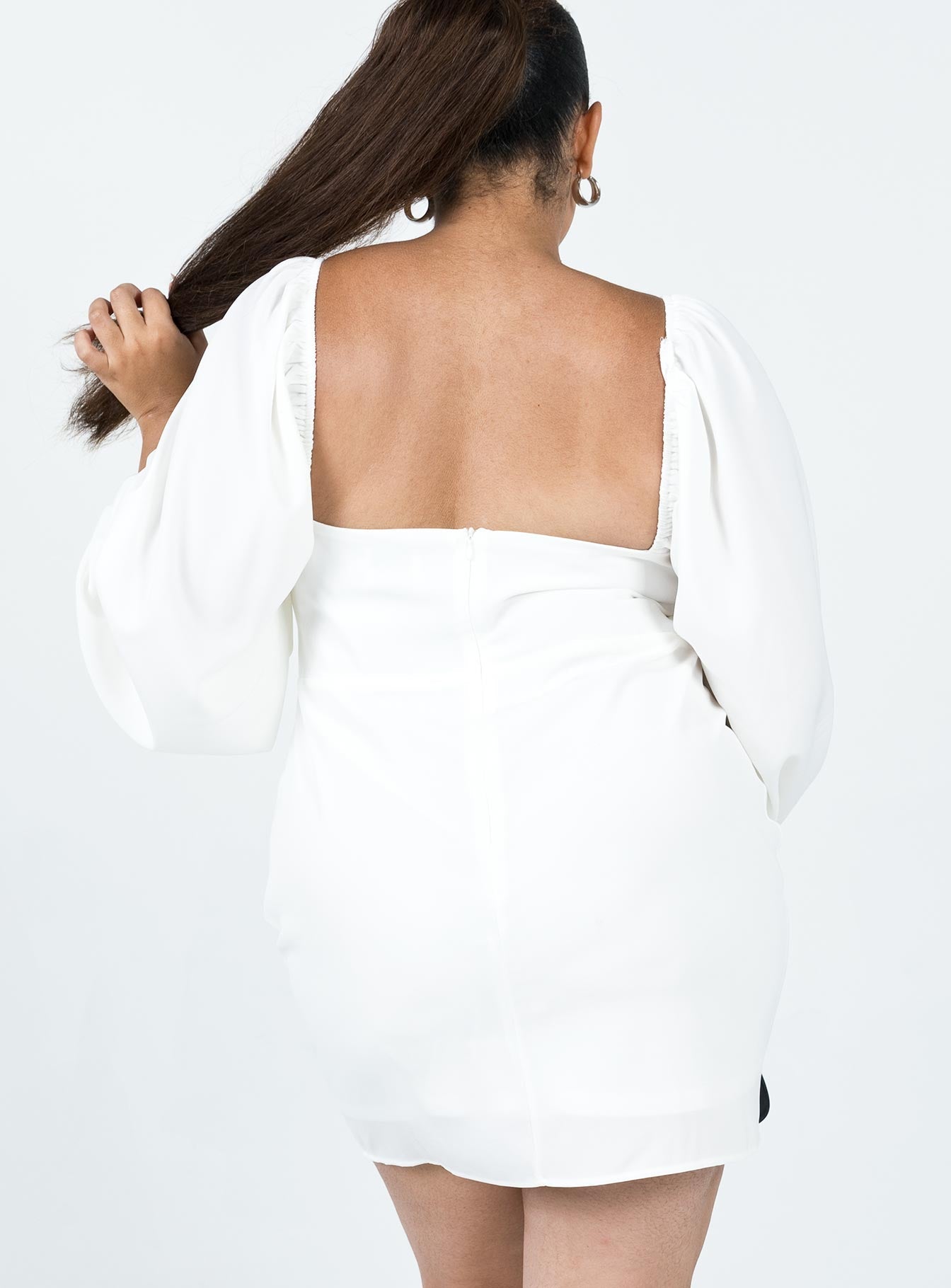 Lillie Long Sleeve Mini Dress White Curve