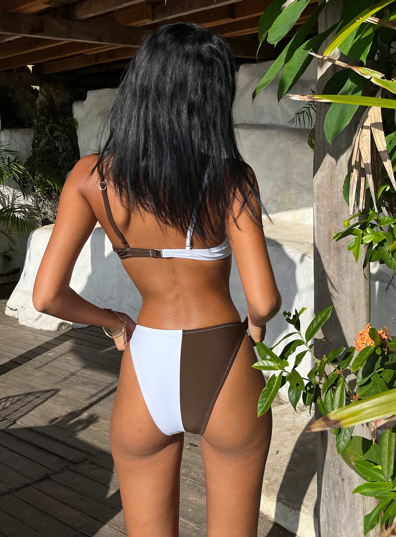 Rachel Bikini Bottoms White / Brown