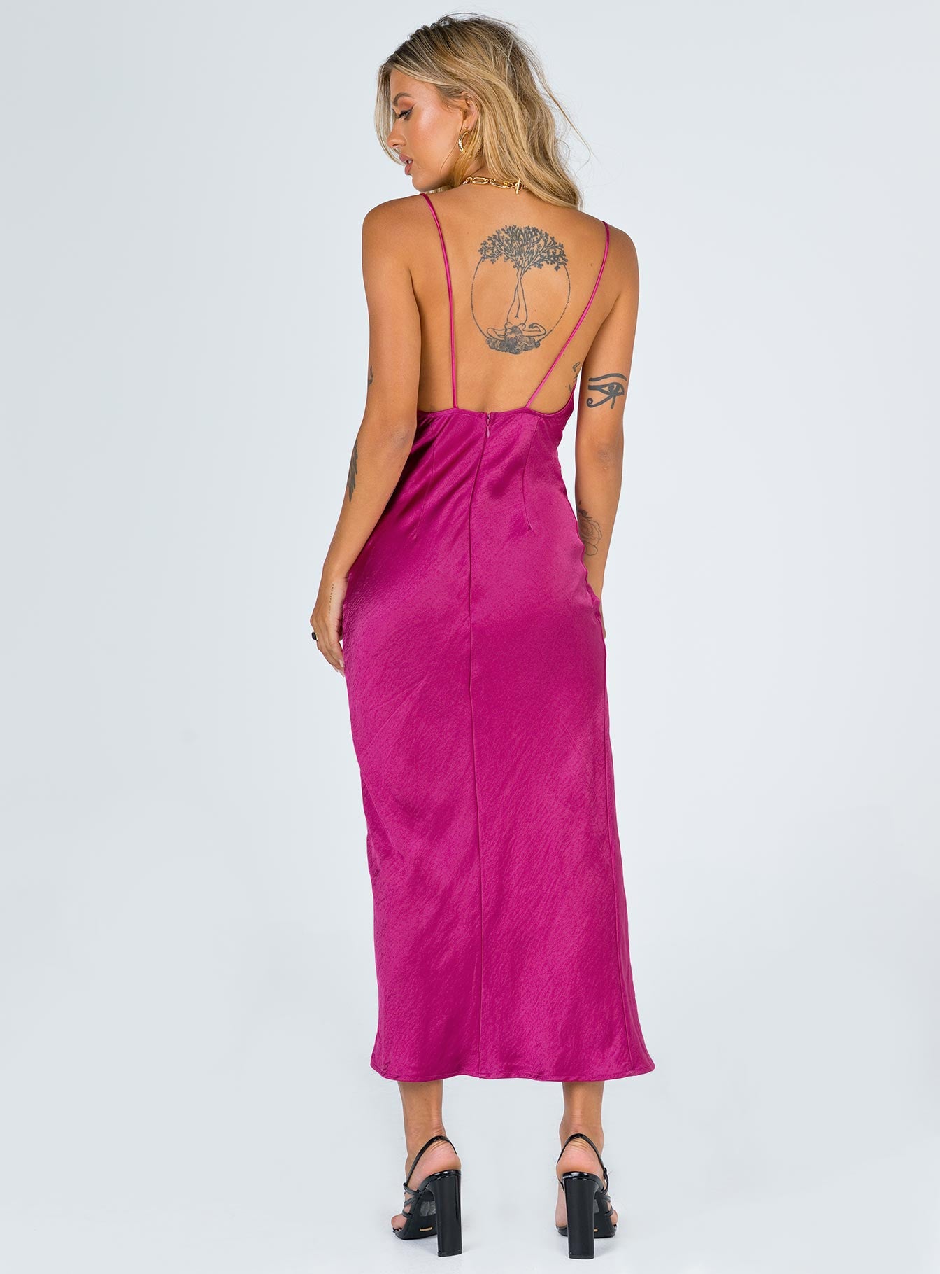 Walk The Line Midi Dress Magenta