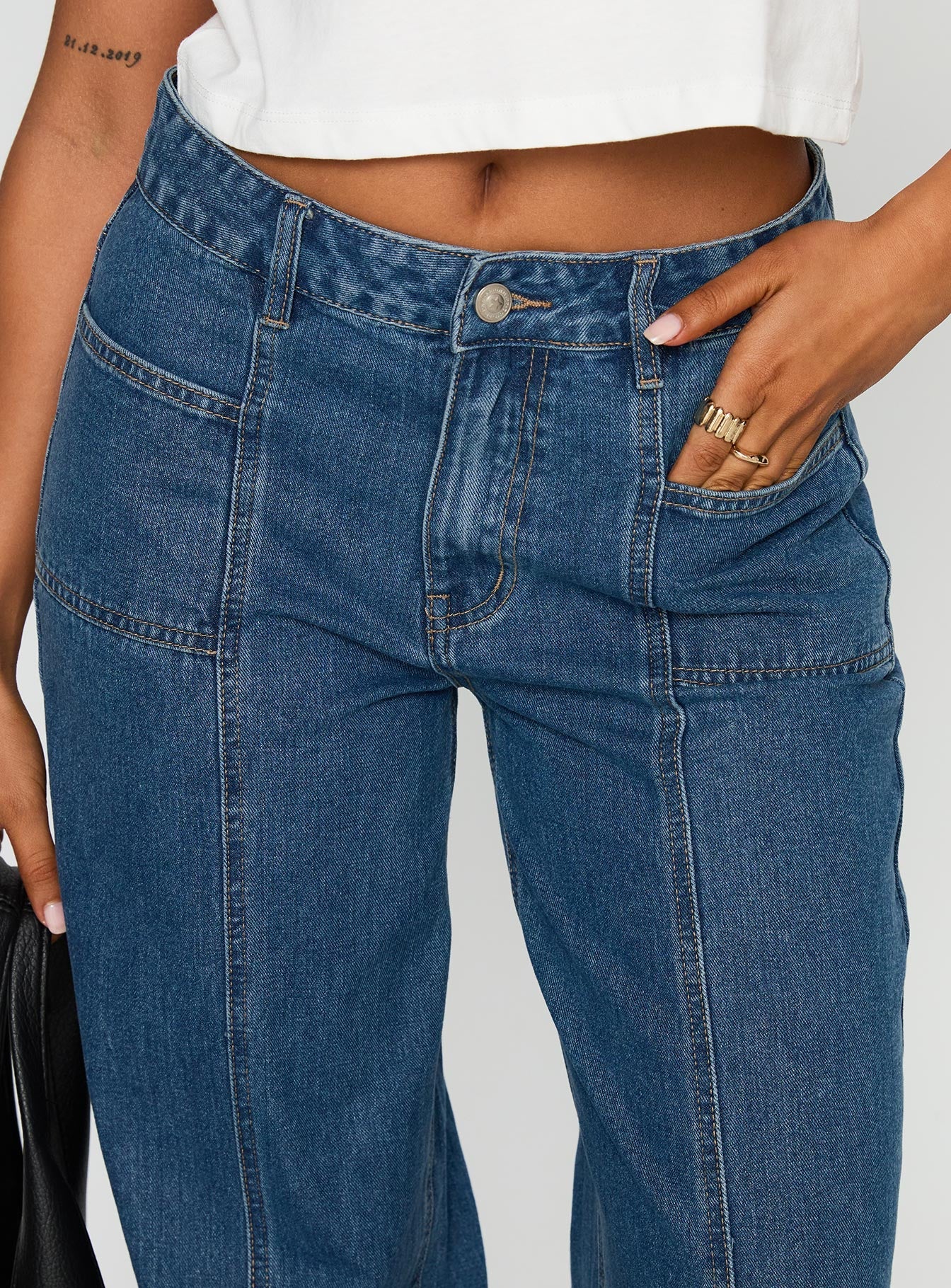 Taji Wide Leg Jeans Dark Blue