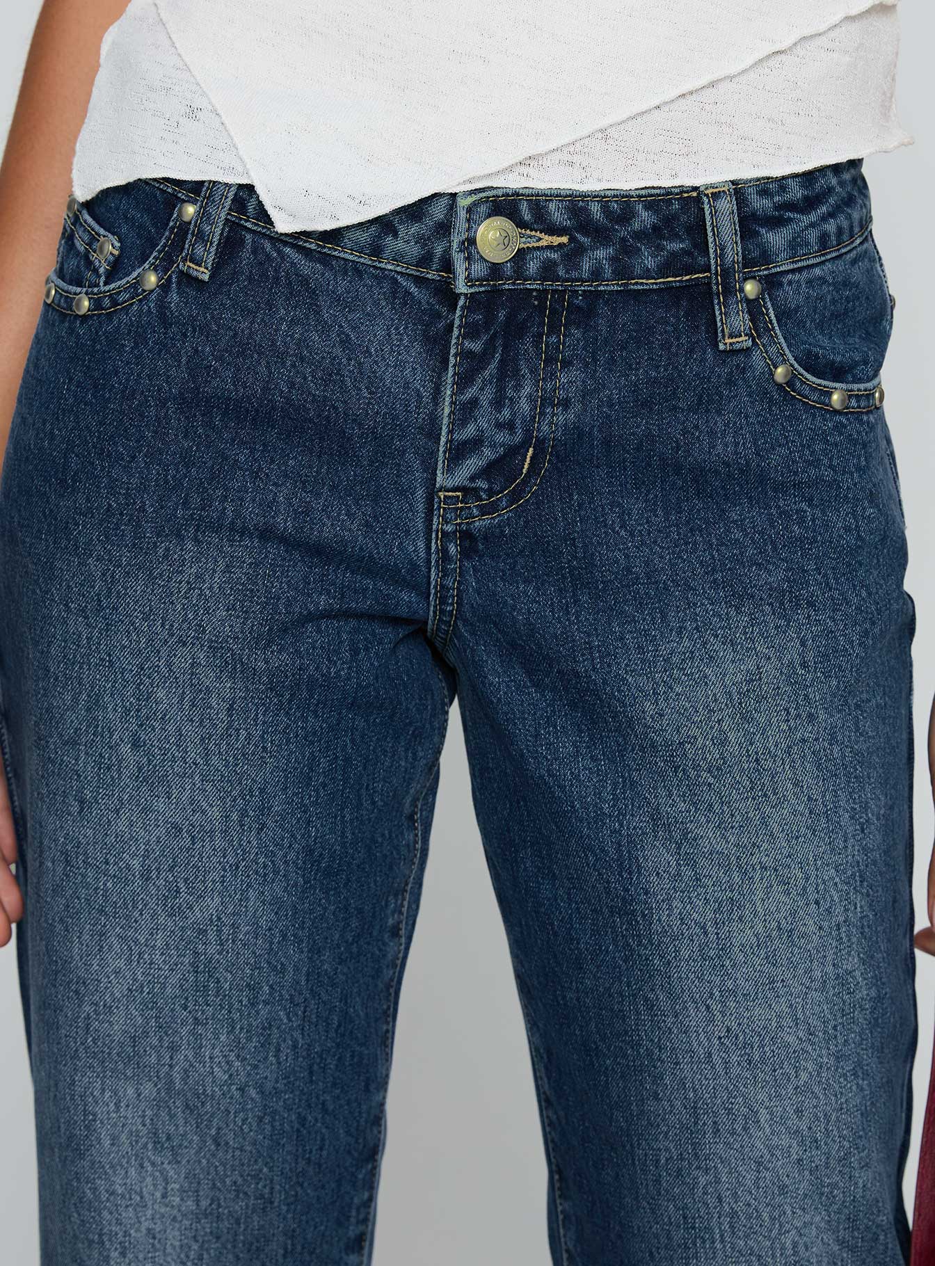 So Dazzling Studded Low Rise Jeans Dark Wash