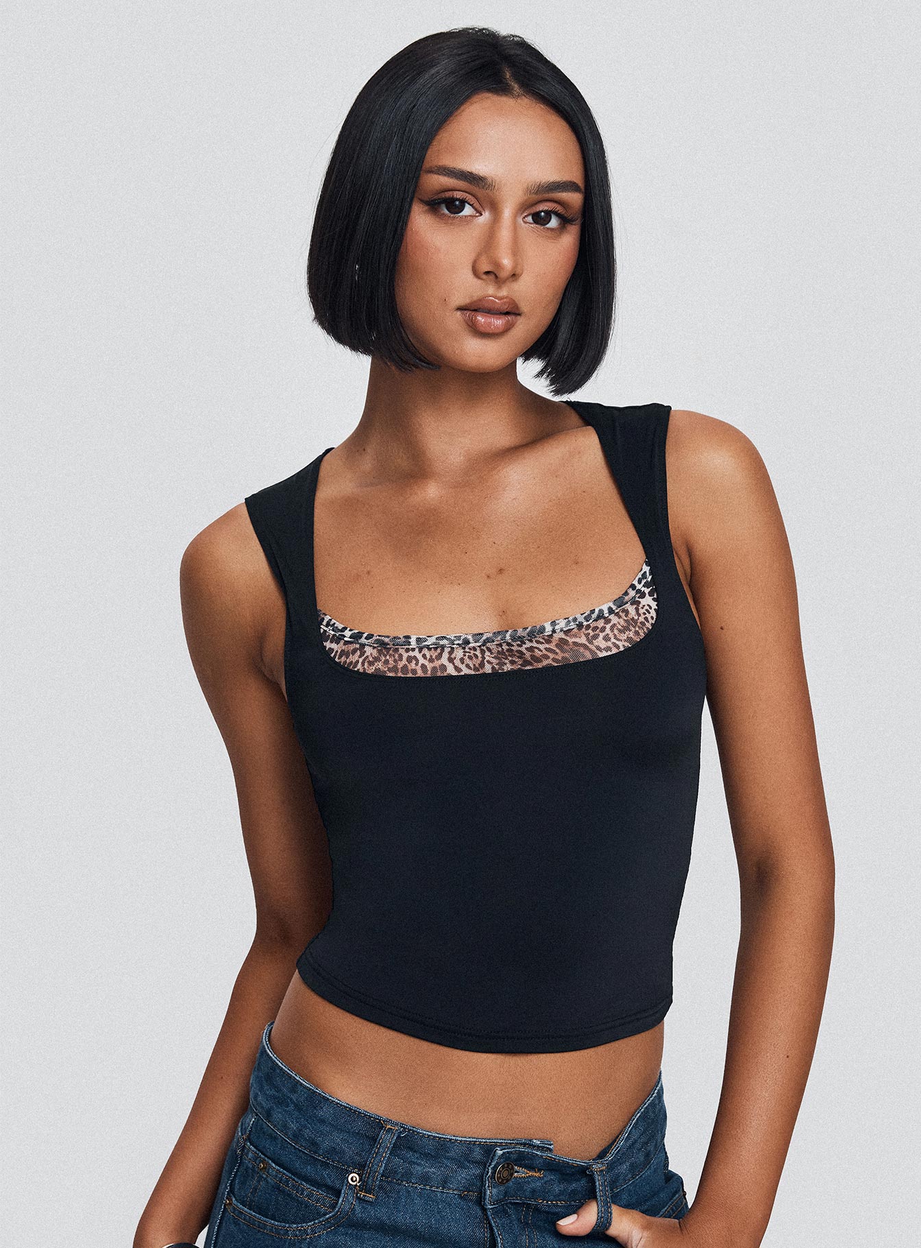 Xandi Top Black Leopard