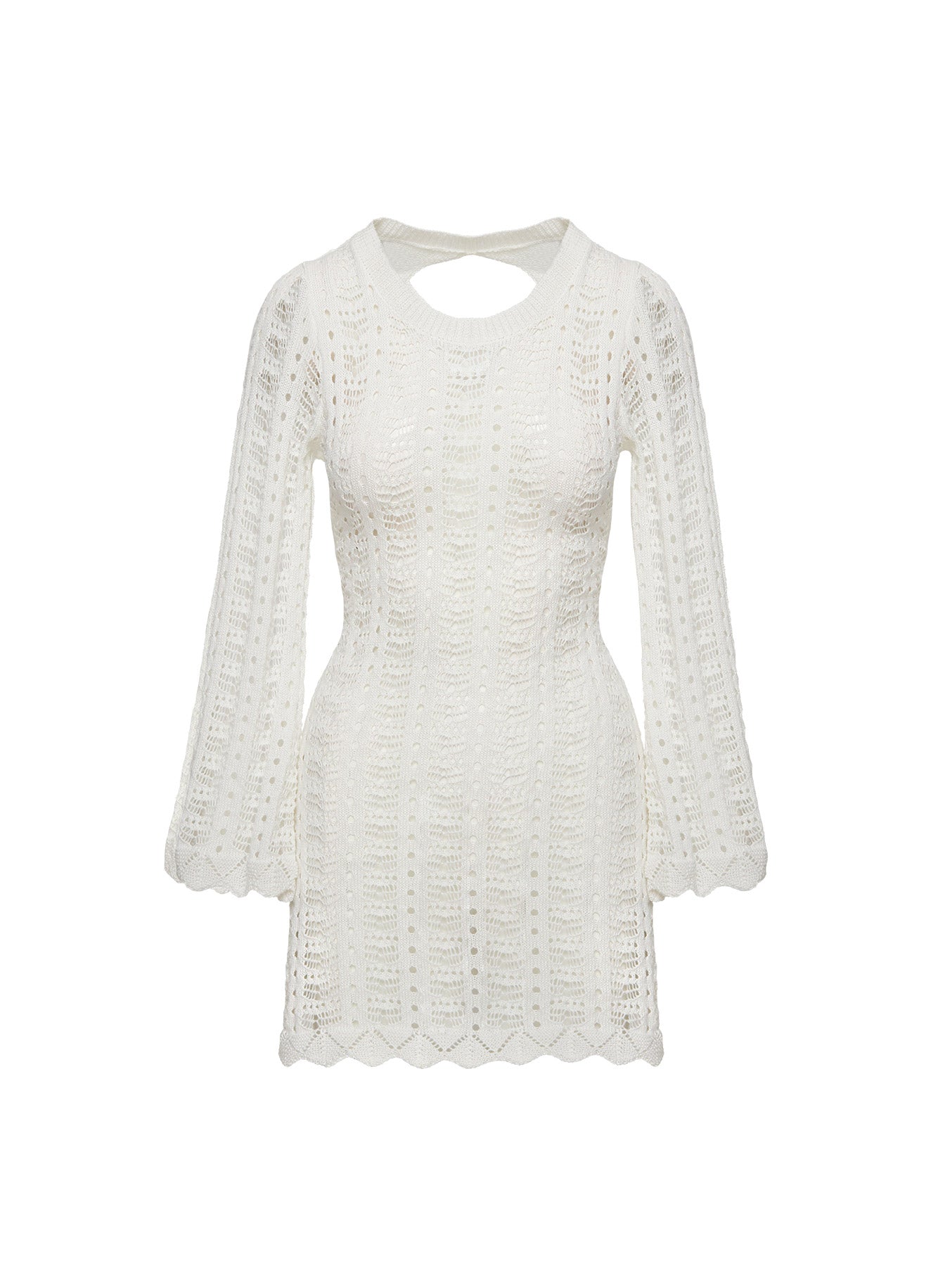 Crush Long Sleeve Mini Dress White