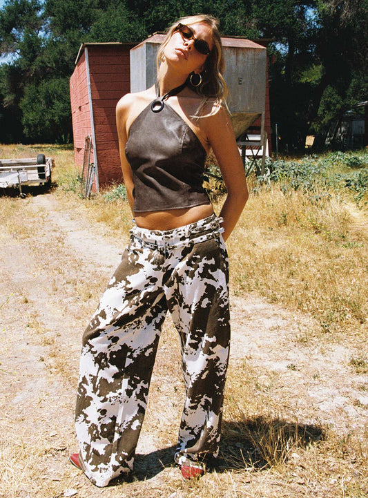 Baccarat Belted Pant Cow Print