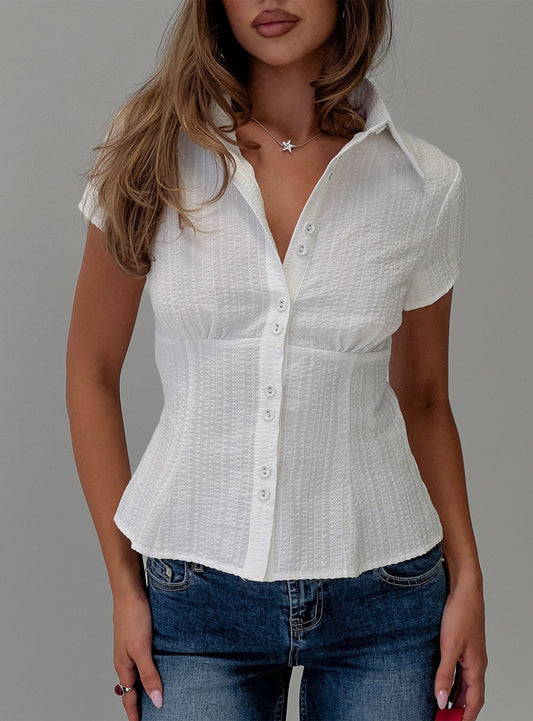 Cottesloe Blouse Top Textured White