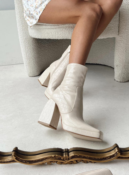 Eastern Boots Beige Croc