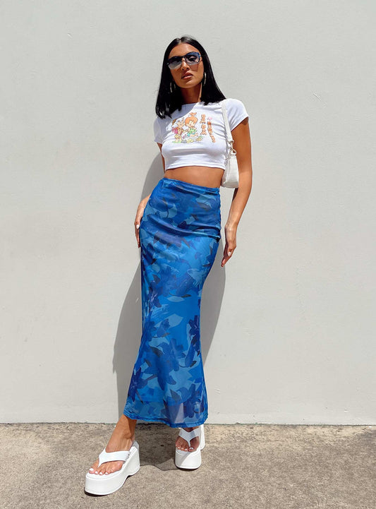 Starry Midi Skirt Blue