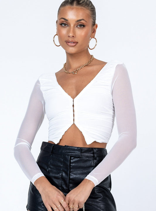 Lillian Long Sleeve Top White