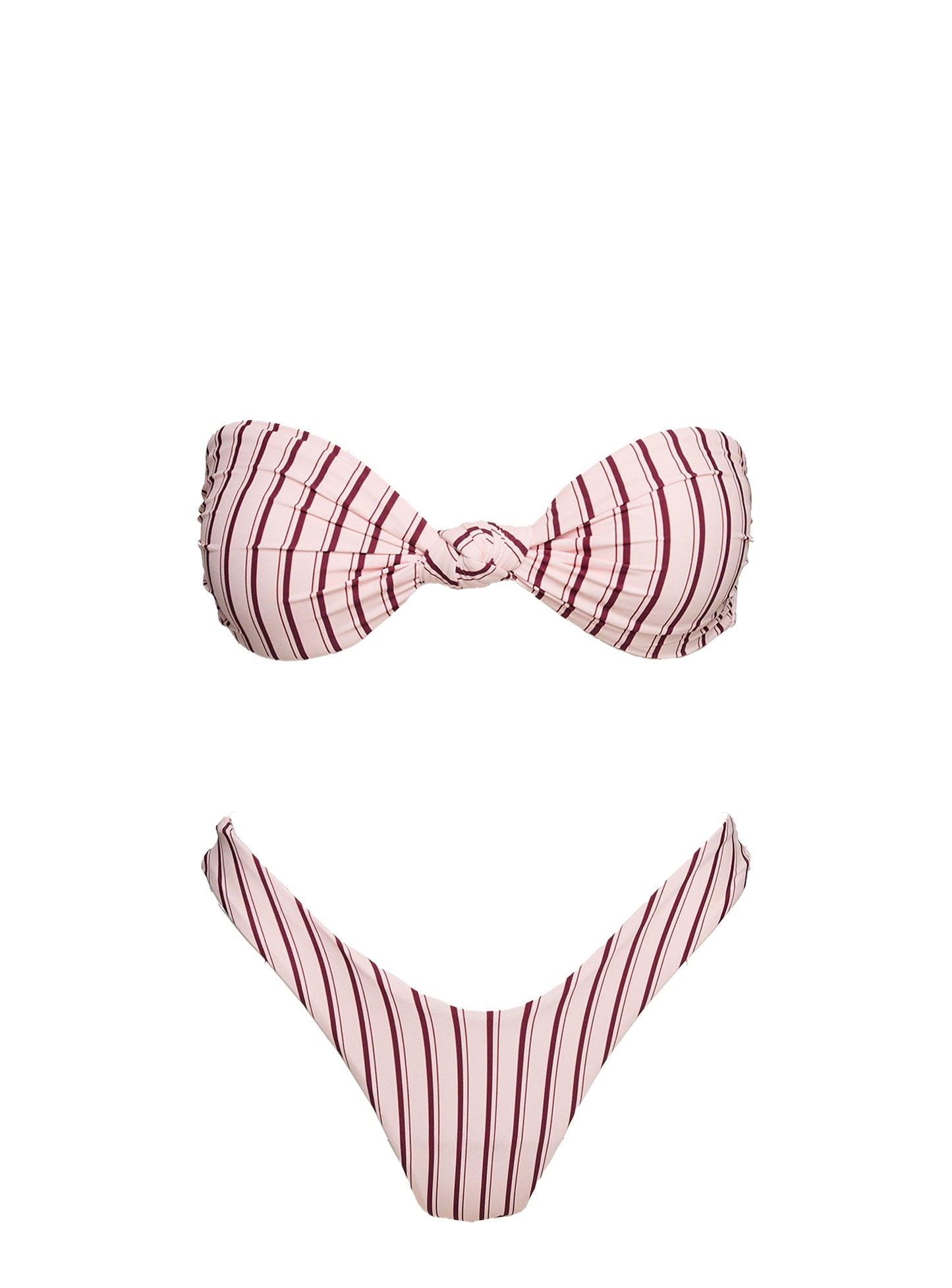 Nevaeh High Cut Bikini Bottoms Pale Pink Stripe
